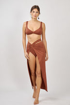 Maillot de Bain 3 Pièces Sculptant Marron – Confort et Élégance